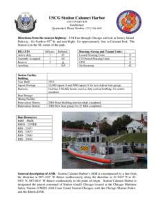 USCG Station Calumet Harbor UNIT OVERVIEW Established: Quarterdeck Phone Number: ([removed]