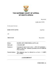 THE SUPREME COURT OF APPEAL OF SOUTH AFRICA Reportable CASE NO: [removed]In the matter between :