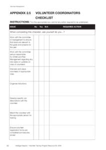 Volunteer Management  Appendix 2.5 Volunteer Coordinators Checklist