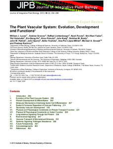 Journal of Integrative Plant Biology 2013, 55 (4): 294–388  Invited Expert Review The Plant Vascular System: Evolution, Development and Functions