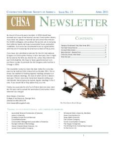 CONSTRUCTION HISTORY SOCIETY OF AMERICA  APRIL 2011 ISSUE NO. 15