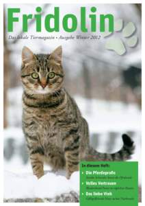 Fridolin Das lokale Tiermagazin • Ausgabe Winter 2012 In diesem Heft: > Die Pferdeprofis Sandra Schneider kennt die Pferdeseele