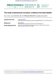 Downloaded from rspb.royalsocietypublishing.org on January 4, 2014  The mode of pheromone evolution: evidence from bark beetles