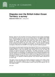Disputes over the British Indian Ocean Territory: a survey
