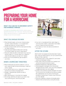 Preparing your home for a hurricane What you can do to maximize safety and minimize damage Hurricanes are devastating natural events, quickly causing significant destruction over a wide area. Following these simple,