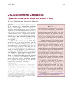 U.S. Multinational Companies: Operations in the United States and Abroad in 2007