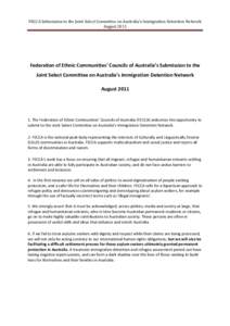 FECCA Submission to the Joint Select Committee on Australia’s Immigration Detention Network August 2011