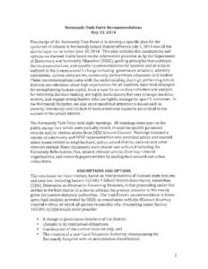 Normandy Task Force Recommendations May 12, 2014 The charge of the Normandy Task Force is to develop a specific plan for the operation of schools in Normandy School District effective July 1, 2014 should the district lap