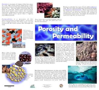 Porosity is a measure of volume of the free space in a rock. Most rocks contain empty space, called pore space, between the mineral grains that make up the rock. You can think of porosity like the holes in a sponge. Some