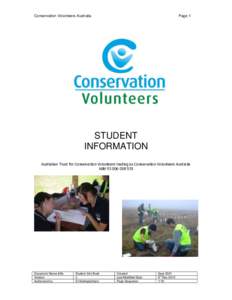 Conservation Volunteers Australia  Page 1 STUDENT INFORMATION