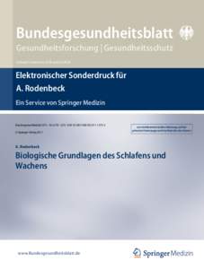 Bundesgesundheitsblatt Gesundheitsforschung | Gesundheitsschutz Indexed in Medline, SCIE and SCOPUS