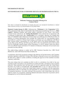 Microsoft Word - #[removed]v1-Dollarama - SEDAR Press Release re Secondary Offering .DOC