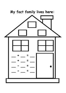 Directions for Use (1) Write the two numbers to be added in the lower two boxes. (2) Write the sum in the top box. (3) Use these three numbers to write four true math sentences in the lower panel. Tip: Print fact house 