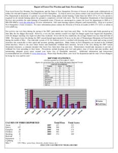 Report of Forest Fire Warden and State Forest Ranger Your local Forest Fire Warden, Fire Department, and the State of New Hampshire Division of Forests & Lands work collaboratively to reduce the risk and frequency of wil