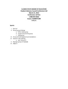 Student Advisory Council  (SAC) Meeting Agenda - March 21, 2013