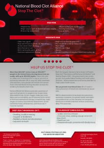 Blood / Deep vein thrombosis / Thrombus / Thrombosis / Venous thrombosis / Pulmonary embolism / National Blood Clot Alliance / Coagulopathy / Vein / Medicine / Hematology / Health