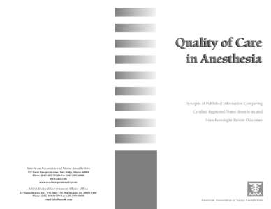 Quality of Care in Anesthesia