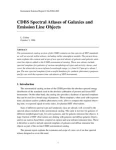 Instrument Science Report CAL/OSG-002  CDBS Spectral Atlases of Galaxies and Emission Line Objects L. Colina October 3, 1996