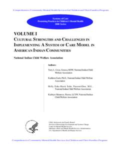 Promising Practices in Children’s Mental Health Comprehensive Community Mental Health Services for Children andSystems Theirof Families Program Care[removed]