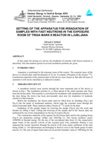 International Conference Nuclear Energy in Central Europe 2001 Hoteli Bernardin, Portorož, Slovenia, September 10-13, 2001 www: http://www.drustvo-js.si/port2001/ e-mail:  tel.:+ , + 