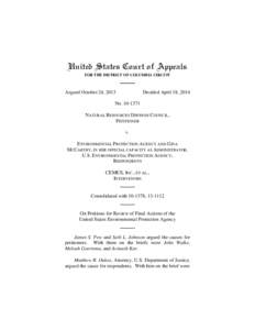 United States Court of Appeals FOR THE DISTRICT OF COLUMBIA CIRCUIT Argued October 24, 2013  Decided April 18, 2014