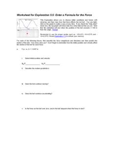 Worksheet for Exploration 5.5: Enter a Formula for the Force This Exploration allows you to choose initial conditions and forces with damping, and then view how that force affects the red ball. You can rightclick on the 