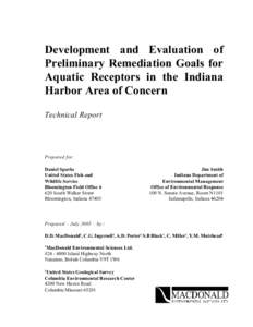 Development and Evaluation of Preliminary Remediation Goals for Aquatic Receptors in the Indiana Harbor Area of Concern Technical Report