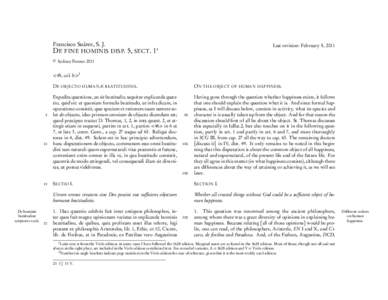 Francisco Suárez, S. J. DE FINE HOMINIS DISP. 5, SECT. 11 © Last revision: February 5, 2011