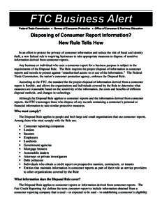 Disposing of Consumer Report Information? New Rule Tells How