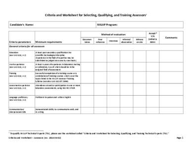 Assessor Definitions and Functions