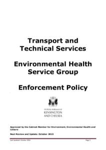 Transport and Technical Services Environmental Health Service Group Enforcement Policy .