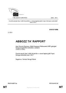 PARLAMENT EWROPEW[removed]Kumitat speċjali dwar l-isfidi tal-politika u r-riżorsi baġitarji għal Unjoni Ewropea sostenibbli wara l-2013