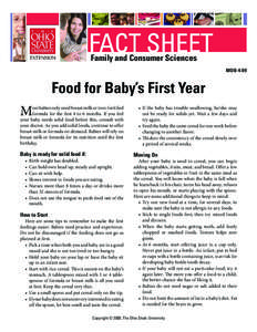 Food for Baby’s First Year