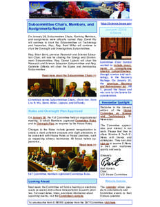 Subcommittee Chairs, Members, and Assignments Named http://science.house.gov  January 2009