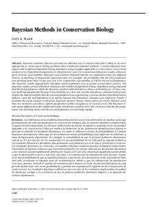 Bayesian Methods in Conservation Biology PAUL R. WADE Office of Protected Resources, National Marine Fisheries Service, c/o National Marine Mammal Laboratory, 7600