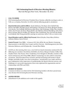 USA Swimming Board of Directors Meeting Minutes Marriott Marquis New York / November 18, [removed]
