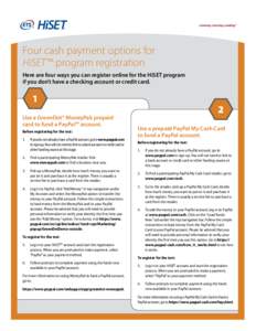 Four cash payment options for HiSET™ program registration