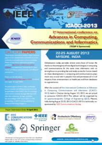 ICACCI-2013 2nd International conference on Advances in Computing, Communications and Informatics (TEQIP II Sponsored)