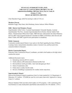 Financial Oversight Panel for East St. Louis School District No. 189 Meeting Minutes - October 27, 2014