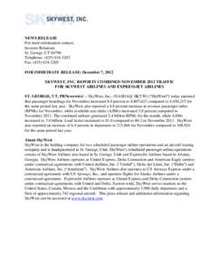 SkyWest Airlines / ExpressJet Airlines / Delta Connection / United Express / Alaska Airlines / US Airways Express / Continental Express / Atlantic Southeast Airlines / Aviation / Transport / SkyWest /  Inc.