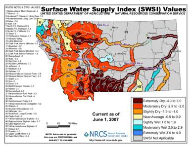 RIVER INDEX & SWSI VALUES  Surface Water Supply Index (SWSI) Values 1 Marias above Tiber Reservoir -2 2 Tobacco -2