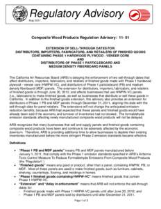 Microsoft Word - Regulatory sell-thru advisory 11-01a May[removed]doc