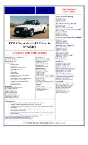 1998 Chevrolet S-10 EVAmerica Performance Statistics