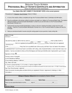 PROVISIONAL BALLOT VOTER’S CERTIFICATE