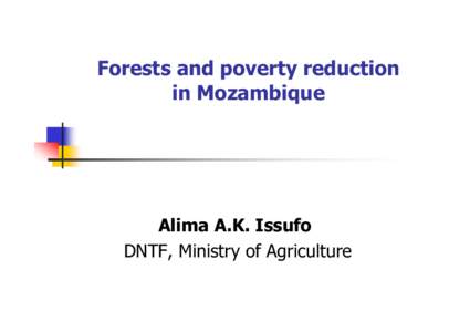 Forests and poverty reduction in Mozambique Alima A.K. Issufo DNTF, Ministry of Agriculture