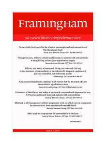 1  framıngham on osteoarthritis: comprehensive care Do metabolic factors add to the effect of overweight on hand osteoarthritis? The Rotterdam Study