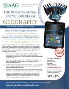 THE INTERNATIONAL ENCYCLOPEDIA OF GEOGRAPHY People, the Earth, Environment, and Technology