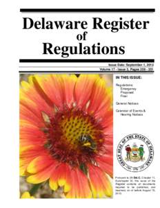 Delaware Register of Regulations, Volume 17, Issue 3, September 1, 2013