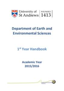 Department of Earth and Environmental Sciences 1st Year Handbook Academic Year