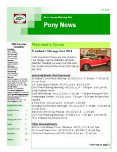 June[removed]Pierce County Mustang Club Pony News 2014 Executive